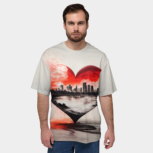 Мужская футболка оверсайз Сердце города / 3D-принт – фото 3