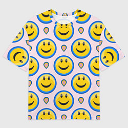 Мужская футболка оверсайз Смайлик и капля