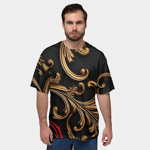 Мужская футболка оверсайз Золотые абстрактные узоры / 3D-принт – фото 3