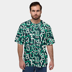 Футболка оверсайз мужская Символы каракули, цвет: 3D-принт — фото 2