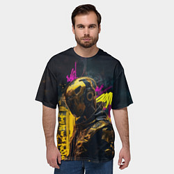 Футболка оверсайз мужская Андроид в золотом шлеме, цвет: 3D-принт — фото 2