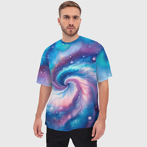 Мужская футболка оверсайз Галактический тай-дай / 3D-принт – фото 3