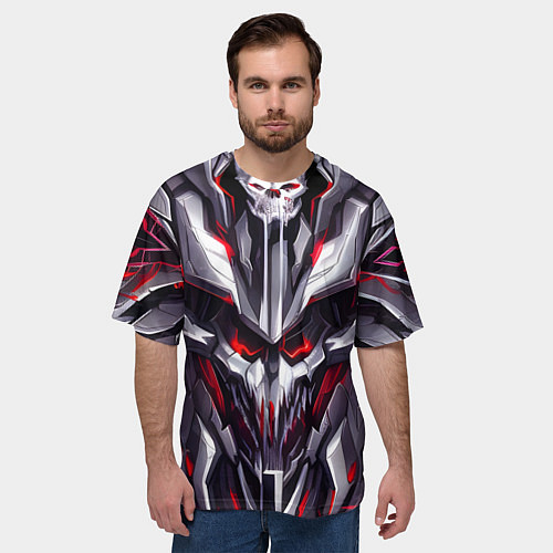 Мужская футболка оверсайз Адская кибер броня / 3D-принт – фото 3