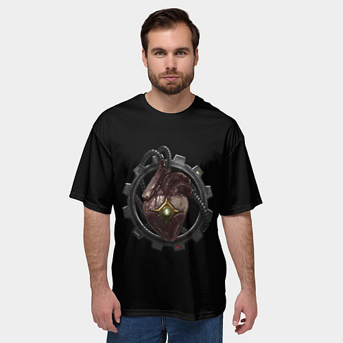 Мужская футболка оверсайз Сердце механикус стимпанк / 3D-принт – фото 3