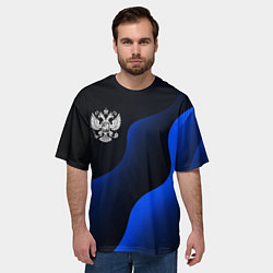 Футболка оверсайз мужская Герб РФ - глубокий синий, цвет: 3D-принт — фото 2