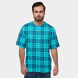 Футболка оверсайз мужская Шотландский неоновый голубой, цвет: 3D-принт — фото 2