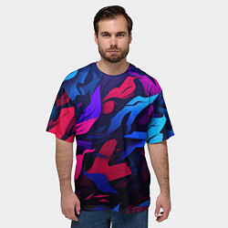 Футболка оверсайз мужская Синие и фиолетовые яркие краски, цвет: 3D-принт — фото 2