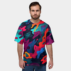 Футболка оверсайз мужская Яркая абстракция в виде камуфляжа, цвет: 3D-принт — фото 2
