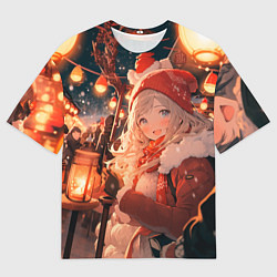 Футболка оверсайз мужская Новогодняя подруга, цвет: 3D-принт