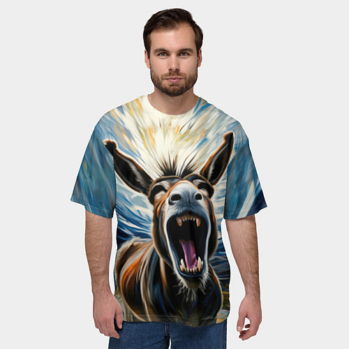 Мужская футболка оверсайз Крик осла / 3D-принт – фото 3