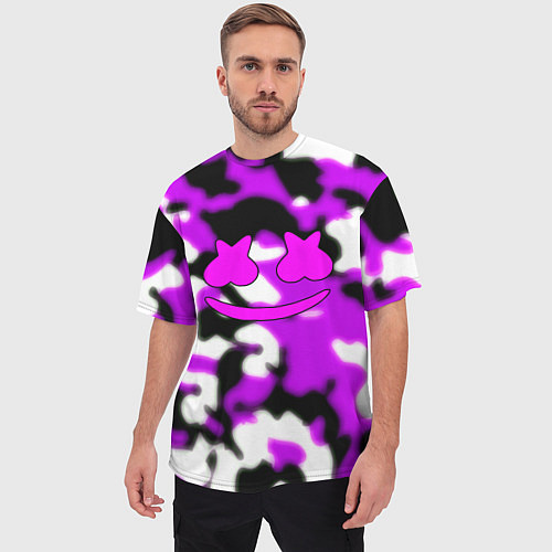 Мужская футболка оверсайз Marshmello camo / 3D-принт – фото 3