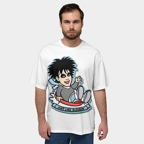 Мужская футболка оверсайз The Cure Robert Smith - just like sleddin / 3D-принт – фото 3