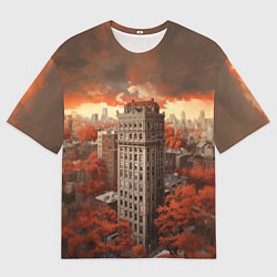 Футболка оверсайз мужская Небоскреб в осеннем городе, цвет: 3D-принт