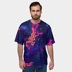 Футболка оверсайз мужская Яркая абстракция в стиле камуфляжа, цвет: 3D-принт — фото 2
