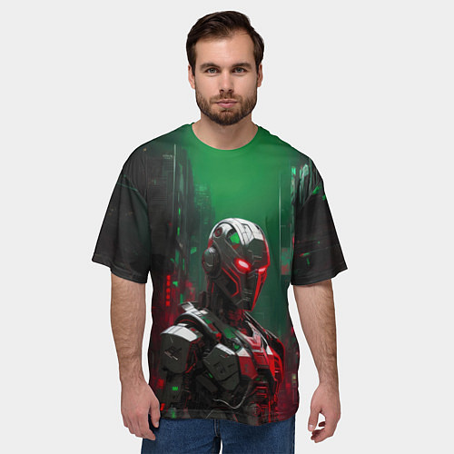 Мужская футболка оверсайз Титановый андроид / 3D-принт – фото 3