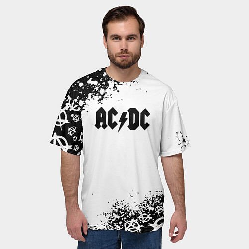 Мужская футболка оверсайз AC DC anarchy rock / 3D-принт – фото 3