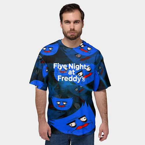 Мужская футболка оверсайз Huggy Wuggy x Five Nights at Freddys / 3D-принт – фото 3