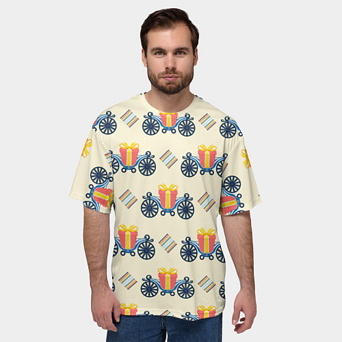 Мужская футболка оверсайз Подарок на карете и ромб / 3D-принт – фото 3