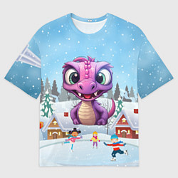 Футболка оверсайз мужская Милый маленький дракон 2024, цвет: 3D-принт