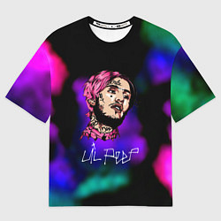 Футболка оверсайз мужская Lil peep рэп неоновый градиент, цвет: 3D-принт