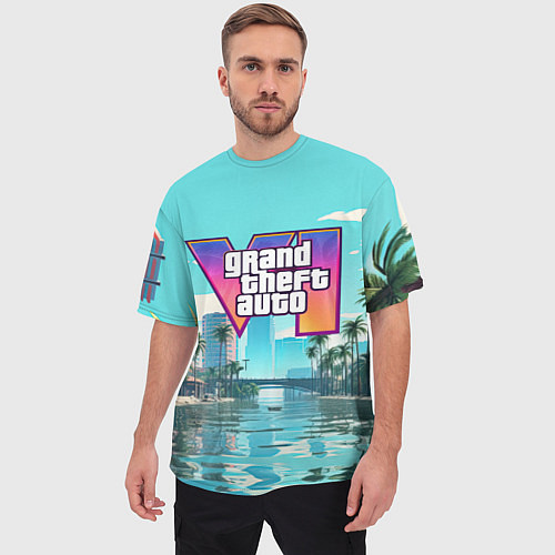 Мужская футболка оверсайз GTA6 солечный город / 3D-принт – фото 3