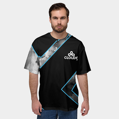 Мужская футболка оверсайз Cloud9 - Форма команды,чёрные облака 2024 / 3D-принт – фото 3