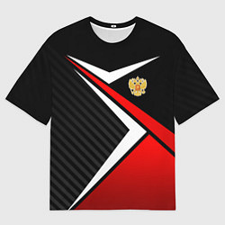 Футболка оверсайз мужская Russia - black and red, цвет: 3D-принт