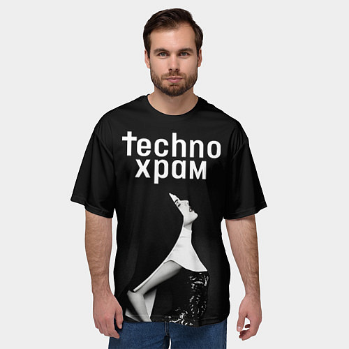 Мужская футболка оверсайз Techno храм вожделение / 3D-принт – фото 3