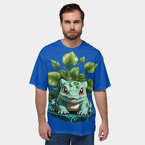 Мужская футболка оверсайз Бульбазавр покемон / 3D-принт – фото 3