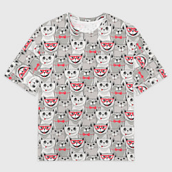 Футболка оверсайз мужская Серые коты, цвет: 3D-принт