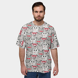 Футболка оверсайз мужская Серые коты, цвет: 3D-принт — фото 2