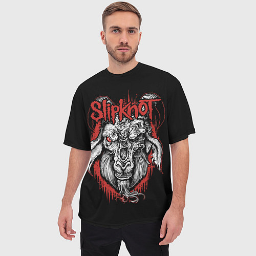 Мужская футболка оверсайз Slipknot - козёл / 3D-принт – фото 3
