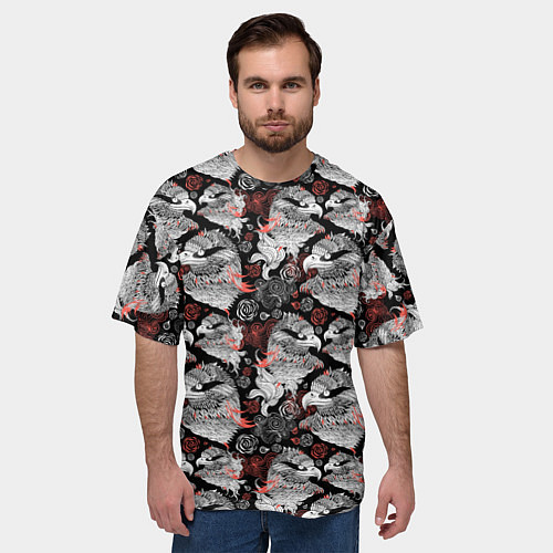 Мужская футболка оверсайз Портреты орлов / 3D-принт – фото 3