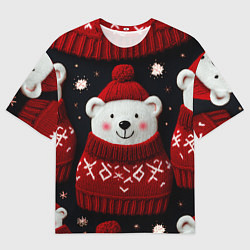 Футболка оверсайз мужская Новогодние медведи, цвет: 3D-принт