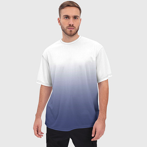 Мужская футболка оверсайз Туманный градиент бело-синий / 3D-принт – фото 3