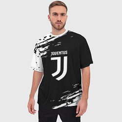 Футболка оверсайз мужская Juventus спорт краски, цвет: 3D-принт — фото 2