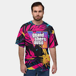 Футболка оверсайз мужская GTA 6 logo abstract, цвет: 3D-принт — фото 2