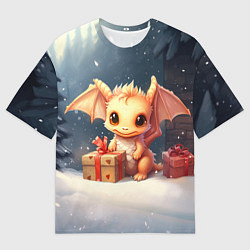 Футболка оверсайз мужская Дракон тайный повелитель елок, цвет: 3D-принт