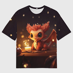 Футболка оверсайз мужская Дракон великолепный звездоцап, цвет: 3D-принт