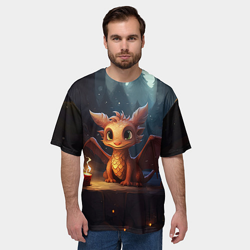 Мужская футболка оверсайз Загадочный звездокрыл дракон / 3D-принт – фото 3
