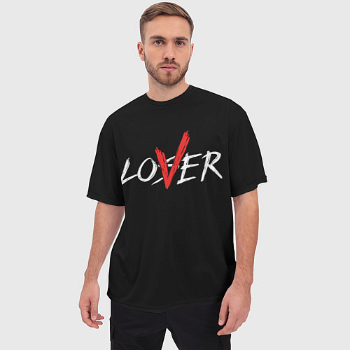 Мужская футболка оверсайз Lover loser / 3D-принт – фото 3