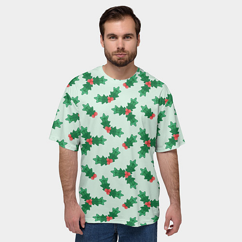 Мужская футболка оверсайз Рождественская омела / 3D-принт – фото 3