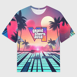 Футболка оверсайз мужская Gta 6 retro style, цвет: 3D-принт