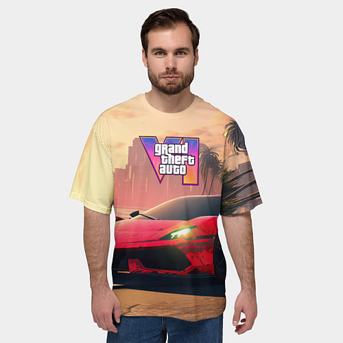 Мужская футболка оверсайз GTA 6 спортивное авто / 3D-принт – фото 3