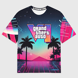 Футболка оверсайз мужская GTA 6 summer abstract, цвет: 3D-принт