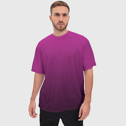 Мужская футболка оверсайз Вишневый и черный градиент / 3D-принт – фото 3