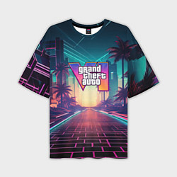 Футболка оверсайз мужская GTA 6 night city logo, цвет: 3D-принт