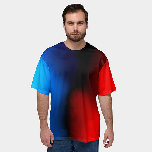 Мужская футболка оверсайз Неоновый градиент краски / 3D-принт – фото 3