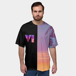 Футболка оверсайз мужская GTA 6 пальмы, цвет: 3D-принт — фото 2