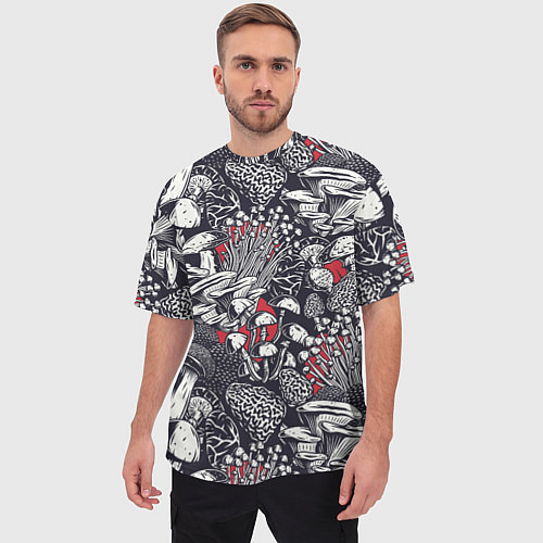 Мужская футболка оверсайз Разные грибы / 3D-принт – фото 3